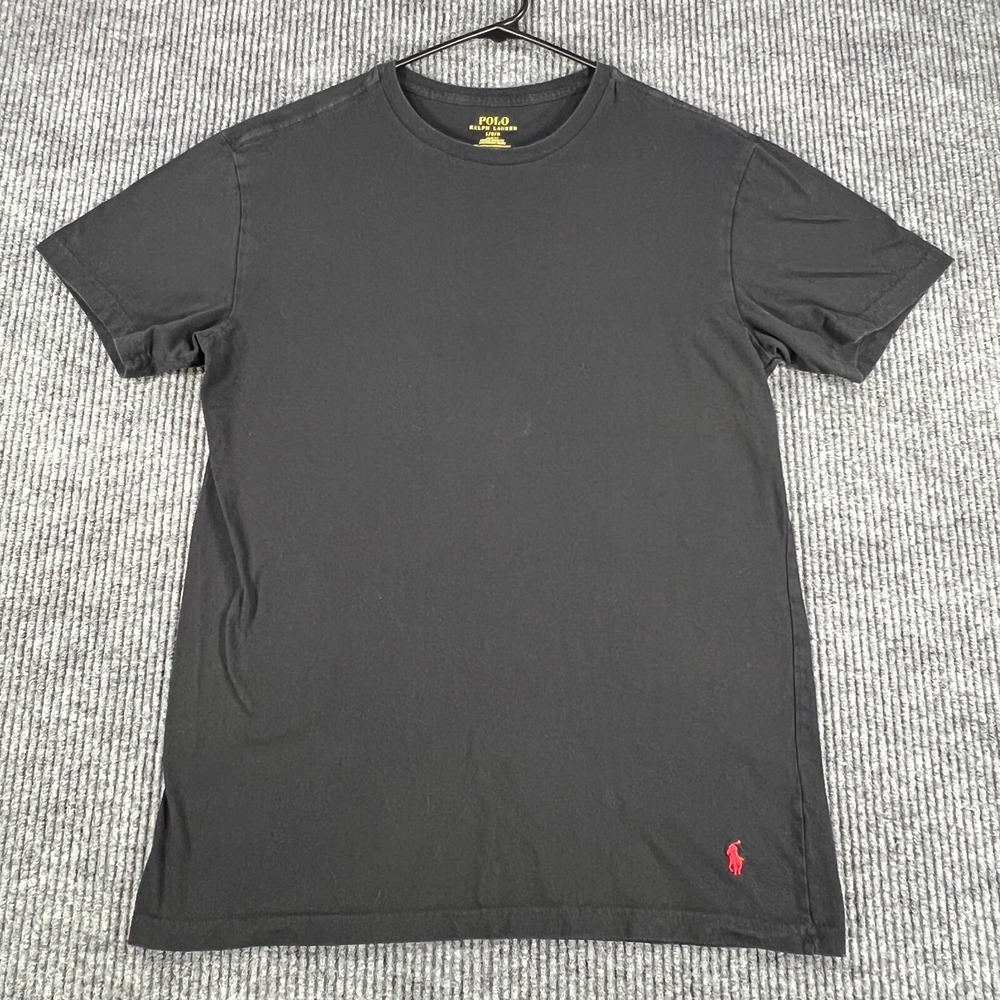 Polo Ralph Lauren Shirt Mens Large Black Short Sleeve Slim Fit Crew Neck Casual